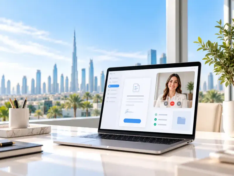 Laptop showing an online company registration call